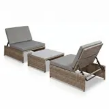 Gartenset in grau Sitzgarnitur + 2 Sessel + Tisch Gartenmöbel Lounge Poly Rattan – Bild 8