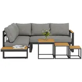 Outsunny 5-tlg. Gartenmöbel-Set Gartengarnitur mit Ecksofa Doppelsofa Couchtisch – Bild 3