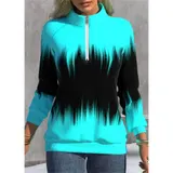 Sweatshirt Langarmshirt Pullover Pulli Sport Damen Farbverlauf Oberteil Tops – Bild 1
