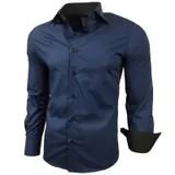 Baxboy Kontrast Herren Slim Fit Hemden Business Freizeit Langarm Hemd RN-44-2 – Bild 1
