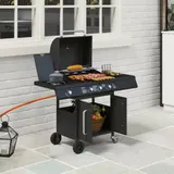 Outsunny Gasgrill 12,2 KW 3+1 Brenner BBQ Grillwagen aus Edelstahl inkl Rolle – Bild 10