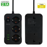 Steckdosenleiste 3 6 8 Fach mit USB Mehrfachsteckdose mit Flachstecker Schalter – Bild 2