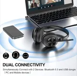 Kabelloses Headset mit Mikrofon Bluetooth On-Ear Kopfhörer Noise Cancelling  – Bild 3