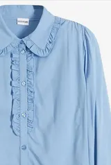 Damen Bluse blau Rüsche vorne 100% Viskose weich fallend Größe 38 - 52 neu 04503 – Bild 5