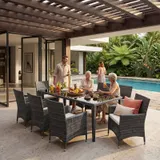 gartenmöbel set rattan wetterfest lounge möbel schutzhülle 8 personen bezugssets – Bild 3