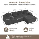 Ecksofa Wohnlandschaft mit Schlaffunktion - Cord Stoff - L-Form Couch Modulsofa – Bild 4