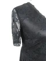 Sheego Damen Kleid Schwarz große Größen Abendkleid Spitze kurzarm Sommerkleid  – Bild 5