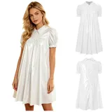 DE Damen Lack Leder Kleid Nachthemd Babydoll Tunika Kleid Streetwear Minikleid  – Bild 3