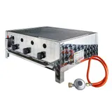 Edelstahl Gasbräter Gasgrill Gastrobräter Tischgrill 3 Flammen mit Grillrost – Bild 1