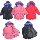 Kinder Mädchen Winterjacke Mantel Kapuze mit Kunstfell Reißverschluss Warm  – Bild 4