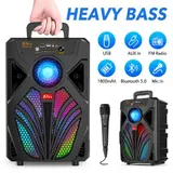 Tragbarer Bluetooth 5.0 Lautsprecher Subwoofer Musikbox LED mit Mikrofon Stereo· – Bild 1