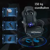 Gaming Stuhl Massage Ergonomischer Bürostuhl Drehstuhl Höhenverstellbar Schwarz – Bild 6