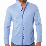 Carisma Herren Uni Stehkragenhemd slimfit einfarbig körperbetonte Passform H-902 – Bild 1