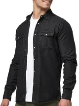 Indicode Herren Langarmhemd Mike-Hemd Jeanshemd Denim Freizeithemd Männerhemd – Bild 1