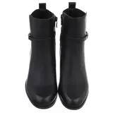Damen Stiefeletten mit Dekoschnallen Ital-Design 0108 in Schwarz – Bild 4