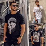 T-Shirt Tee Rundhals Kurzarm Sport Motiv Print Slim Fit Herren Mix BOLF Aufdruck – Bild 2