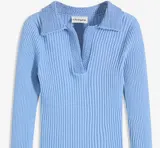 Damen Pullover hell blau schmückender Polo Kragen gestrickt Gr 36 - 58 neu 45862 – Bild 4