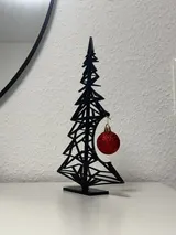 Moderner Weihnachtsbaum Skulptur | 3D Druck Deko Figur mit roter Kugel | Modern – Bild 3