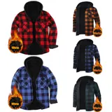 Herren Holzfäller Hemd Kariert Winter Hemd Jacke gefüttert Hoodie Arbeitsjacke – Bild 9