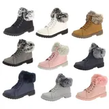 Damen Boots Stiefeletten Stiefel Schnür-Booty Winterstiefel Gefütterte Schuhe – Bild 5