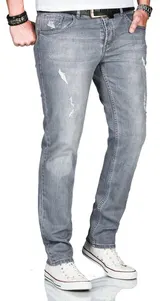A. Salvarini Designer Herren Jeans Hose Regular Slim Fit Used Jeanshose Stretch – Bild 3