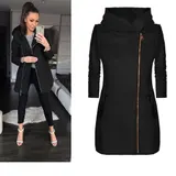 Damen Mantel Langarm Jacke Damenjacke Strehkragen warm Herbst Übergangsjacke – Bild 1