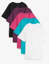 3 Damen Shirt V-Ausschnitt 1x weiß  2x schwarz 100% Baumwolle Gr. 36 - 58 neu 09 – Bild 6