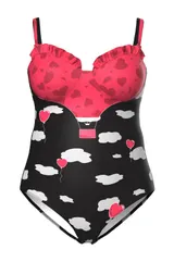 Ulla Popken Damen große Größen Badeanzug Herzen Rüschen Bügel Softcups 835851 – Bild 11