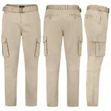 SUBLEVEL Herren Cargo Chino Hose mit Gürtel und Taschen Baumwolle – Bild 7