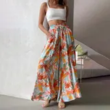 Damen Hosenrock Blumen Weites Bein Palazzohose Sommerhose Lange Hose Haremshose  – Bild 24