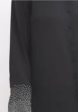 Damen Bluse lila mit Strasssteinchen Hemdkragen Langarm Größe 38 - 54 neu 17324 – Bild 2