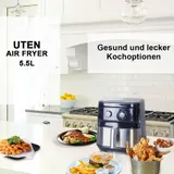 Fritteuse 1700W 5,5L Heißluftfritteuse Fettfrei Heißluft Ofen Grill  BBQ Pommes – Bild 12