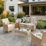 Gartenlounge 4-tlg Gartenmöbel Set Sitzgruppe Polyrattan Farbwahl SVITA BROOKLYN – Bild 3