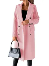 Damen Mantel Trenchcoat Wintermantel Übergangs zweireihig Jacke Parka Lang DE – Bild 10