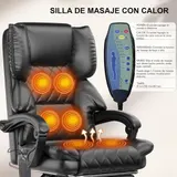 Massage Heizfunktion Bürostuhl mit Fußstütze Ergonomischer Chefsessel mit Liegef – Bild 2
