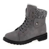 Damen Boots Stiefeletten Stiefel Winterschuhe Gefütterte Schuhe Schnür-Booty – Bild 1