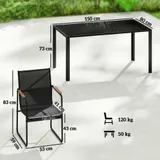 Gartenmöbel Set Sitzgruppe 150 x 80cm Glastisch mit 6 Atmungsaktiven Stühlen – Bild 4