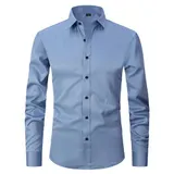 Stretch Hemd Herren Langarm Businesshemd Slim fit Hemden Kentkragen Freizeithemd – Bild 5