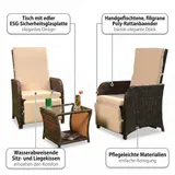 Gartenset 2 Sessel und Tisch Polyrattan Sitzgarnitur Gartenmöbel Lounge Braun – Bild 5