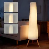 LED Stehlampe Wohnzimmer Dimmbar Holz mit Dreibein Stehleuchte mit Fußschalter – Bild 1