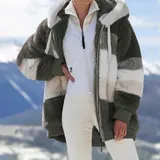 Damen Plüsch Warme Winterjacke Teddyfell Kapuzen Mantel Winter Fleecejacken – Bild 3