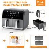 8L Heißluftfritteuse XXL Airfryer Fritteusen Heißluft Ofen Fritteuse Digitale – Bild 11
