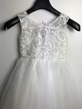 Mädchen Kleid Prinzessin Festliches Kleid Ärmellose Hochzeit, Weiß, 7 Jahre – Bild 2