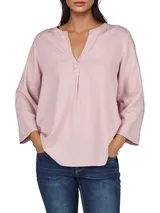DENIMFY Leinenbluse Damen Sommer leicht Regular Fit DFSara Leinen Bluse 3/4 Arm – Bild 2