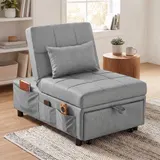 HOMCOM 4-in-1 Schlafsessel mit Bettfunktion, ausziehbares Schlafsofa, Hellgrau – Bild 1