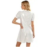DE Damen Lack Leder Kleid Nachthemd Babydoll Tunika Kleid Streetwear Minikleid  – Bild 4