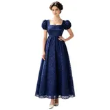 Damen Vintage Regency Kleid Victorian Maxikleid mit Puffärmeln Party Abendkleid – Bild 7