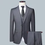 Männer Solid Color Business Anzug Hochwertige Mode Bankett Hochzeit Trend  – Bild 3