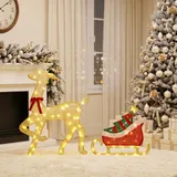 Outsunny LED Rentier mit Schlitten 125 cm Weihnachtsdeko mit 95 Lichtern – Bild 10