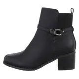 Damen Stiefeletten mit Dekoschnallen Ital-Design 0108 in Schwarz – Bild 6